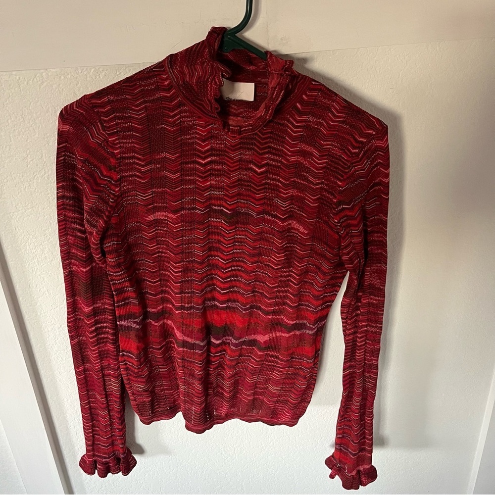 Cinq a Sept Women's Large Turtleneck Lightweight Blouse